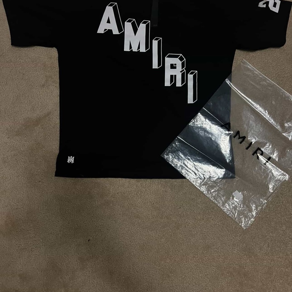 AMIRI Black Tee with White 3D Lettering